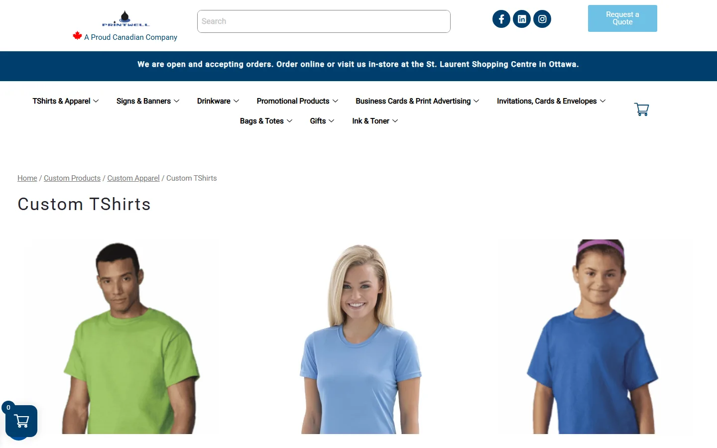 Printwell Custom Apparel product interface